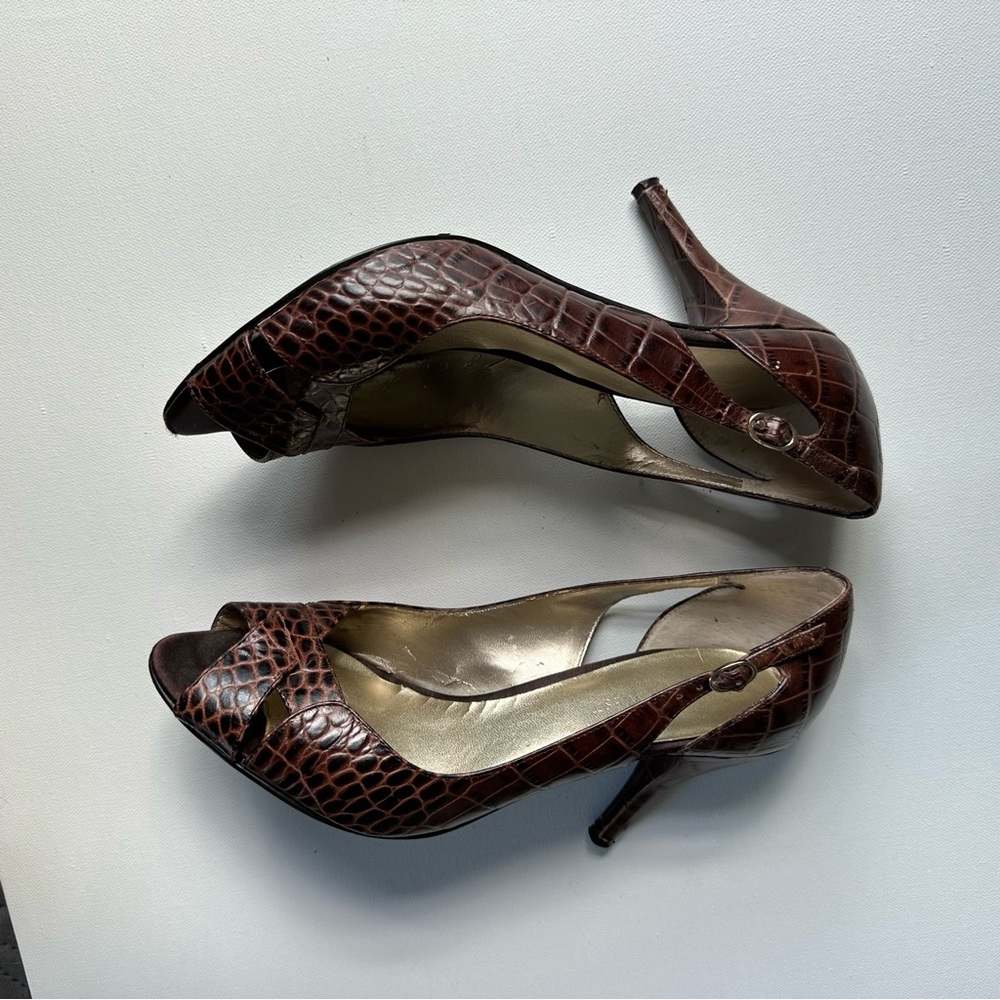 Nine West Leather Open Toe Heels - Picture 3 of 10
